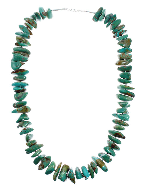 Navajo Sterling Silver And Kingman Turquoise Chunky Bead Necklace X10486